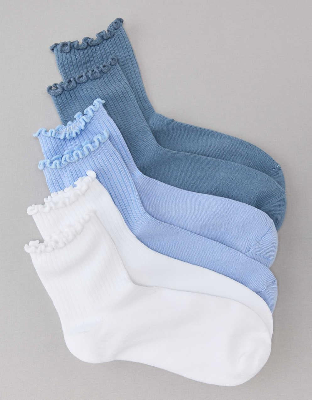 AE Ruffle Trim Boyfriend Socks 3-Pack