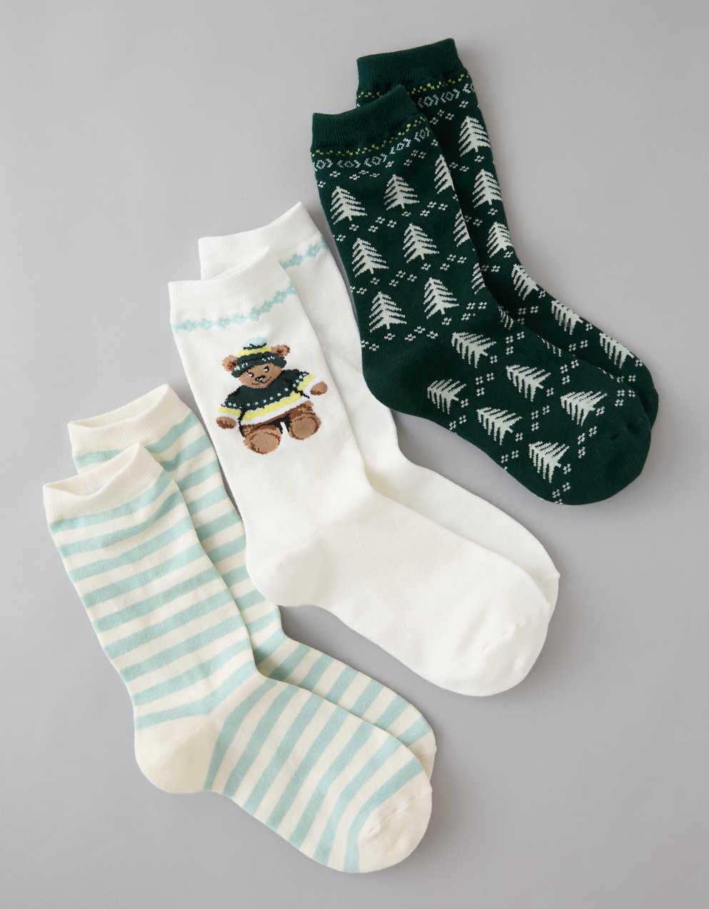 AE Holiday Crew Socks 3-Pack