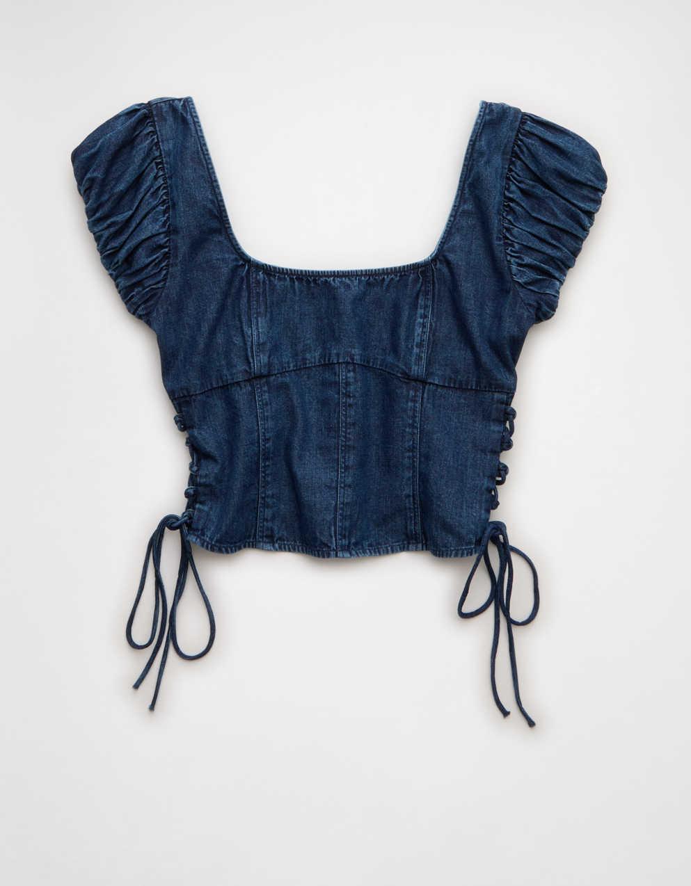 AE Side-Tie Lace-Up Blouse