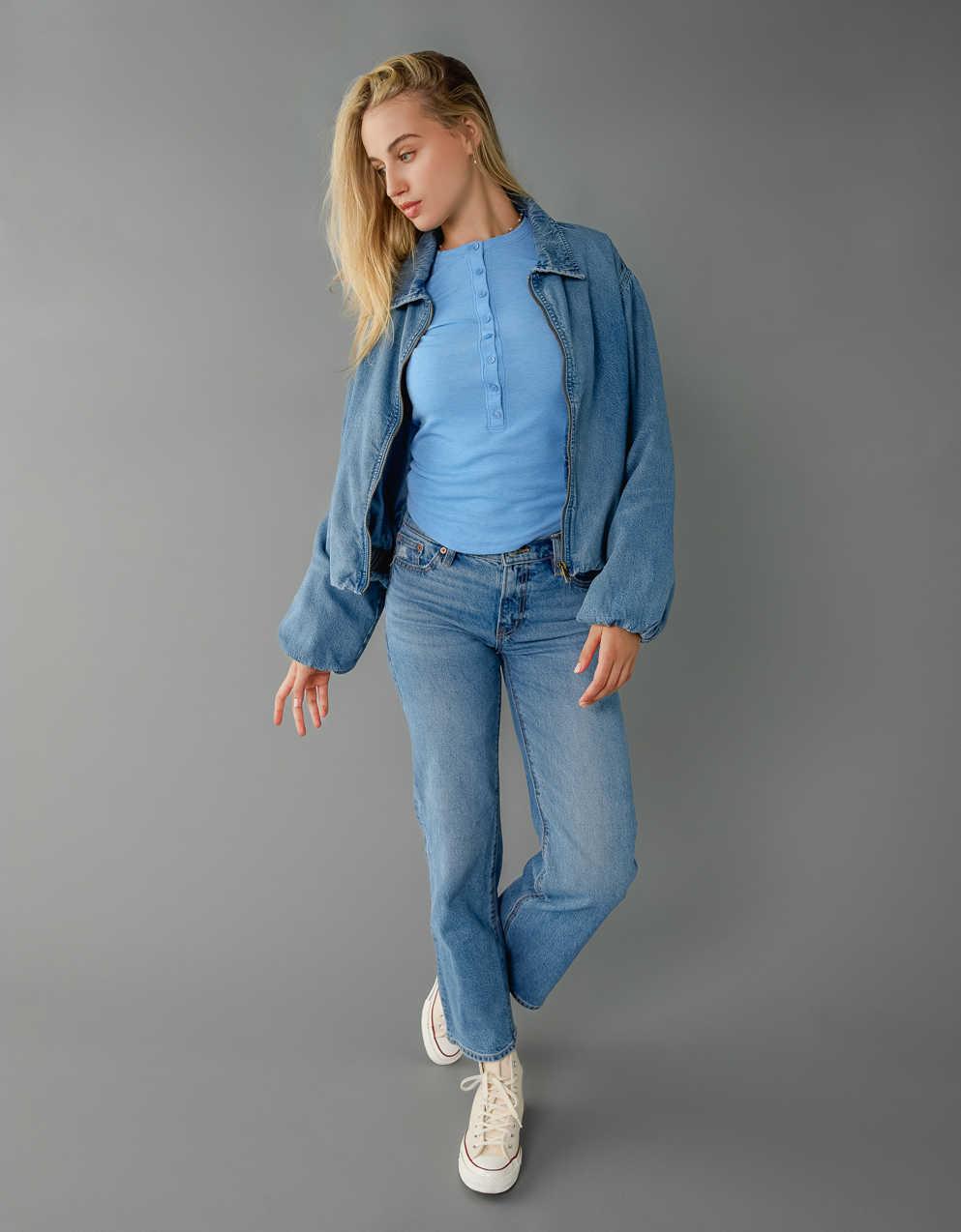 AE Denim Bubble Bomber Jacket