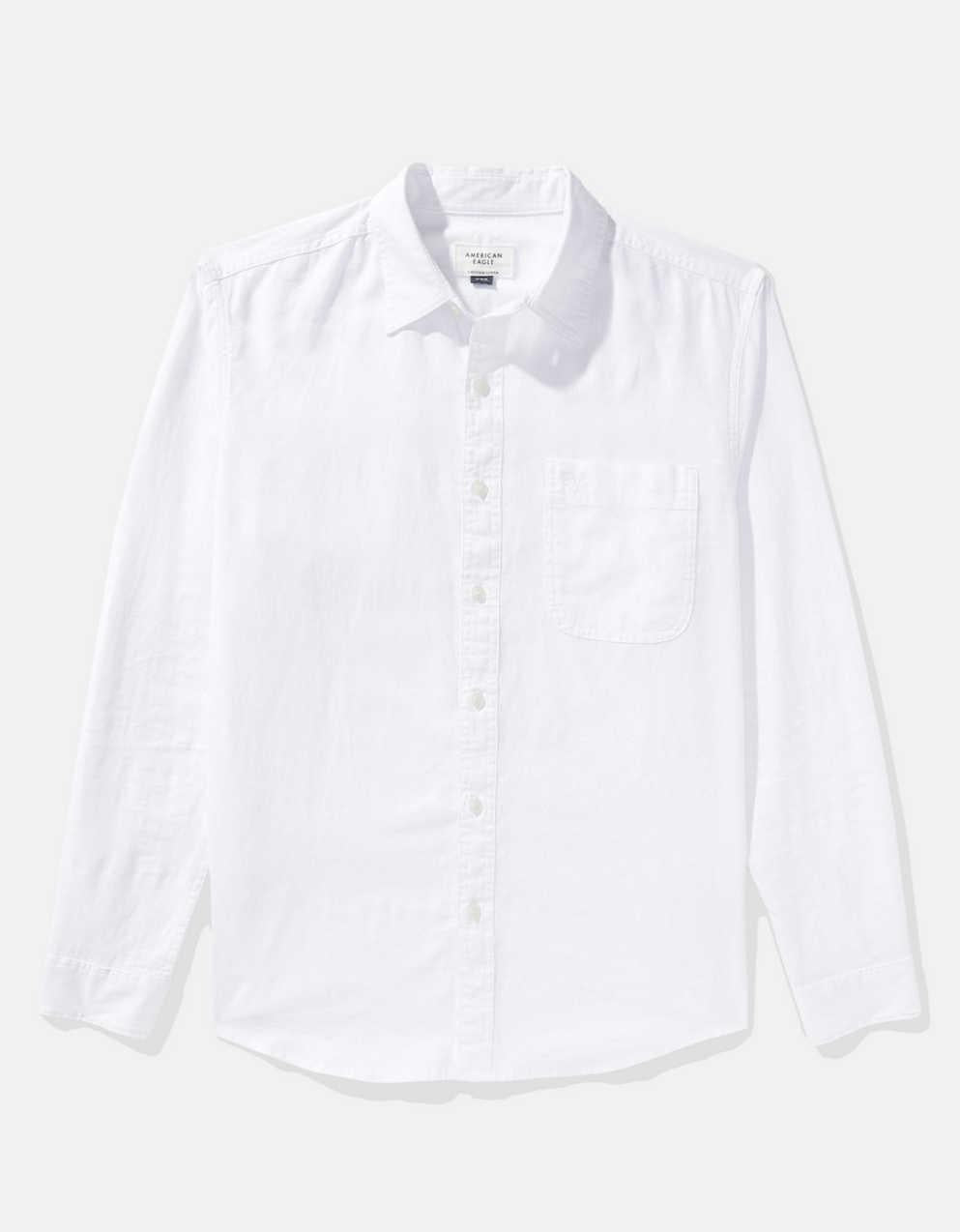 AE Long-Sleeve Linen-Blend Button-Up Shirt