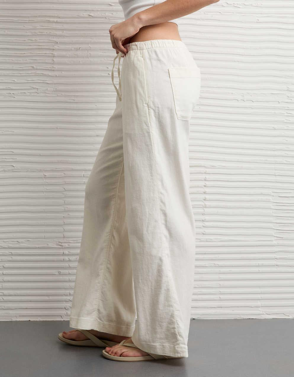 AE Low-Rise Linen-Blend Pull-On Pant