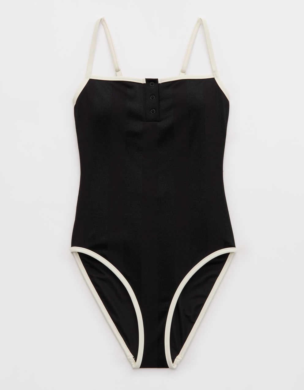 Aerie Shine Henley One Piece Swimsuit