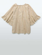 AE Linen-Blend Ruffle Blouse