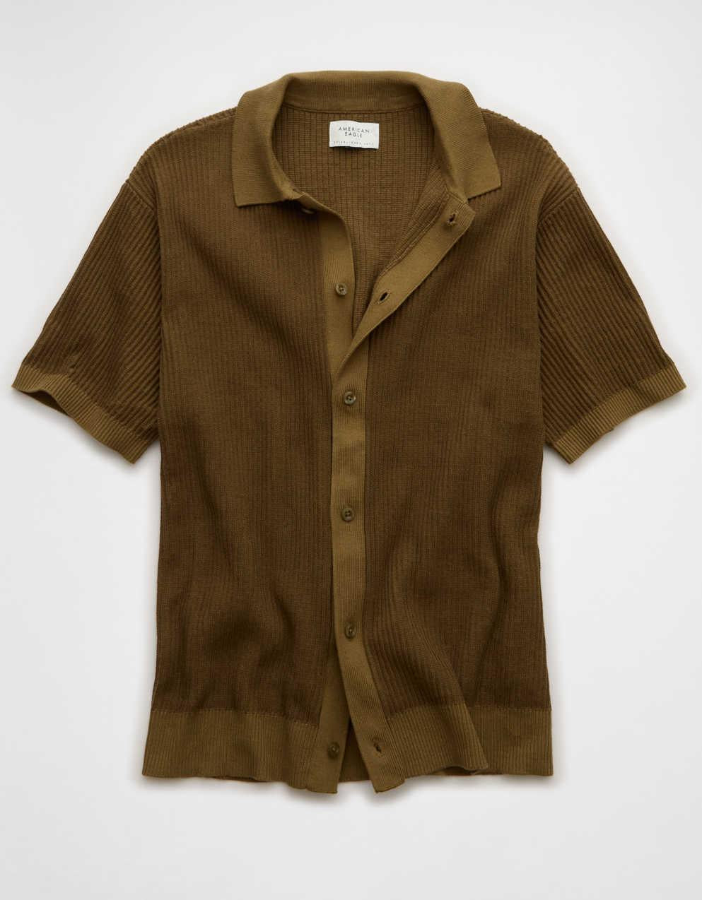 AE Striped Button-Up Sweater Polo