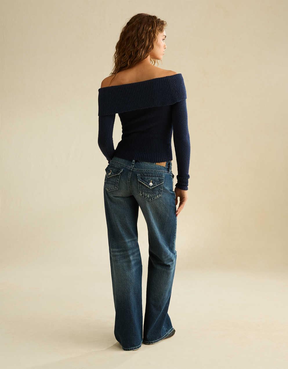 AE Whoa So Soft Off-The-Shoulder Foldover Sweater Top