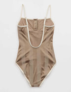 Aerie Shine Henley One Piece Swimsuit
