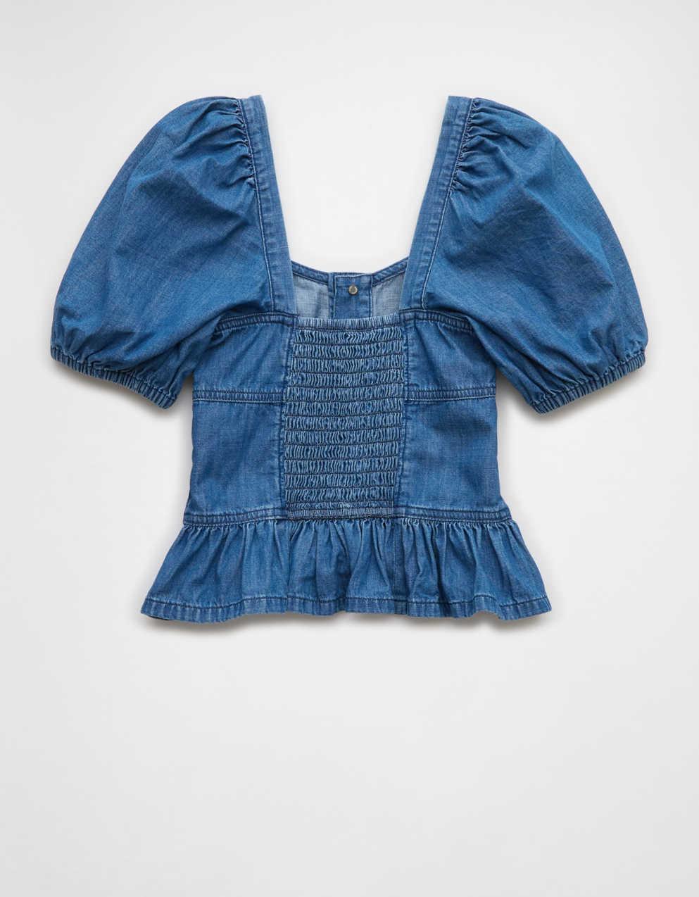 AE Denim Puff Sleeve Shirt