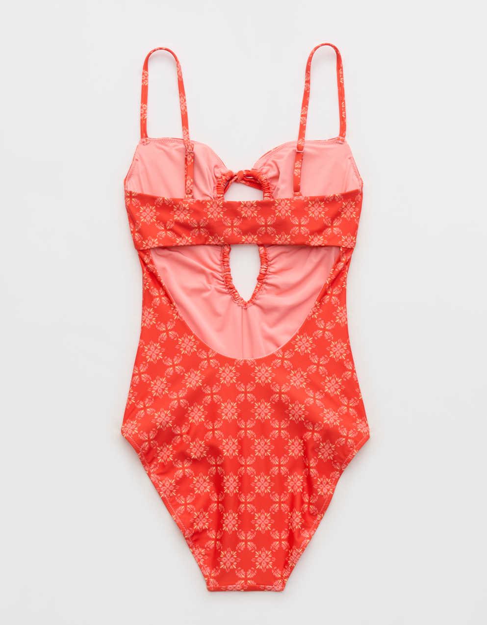 Aerie Ruched Cutout Full Coverage One Piece Swimsuit