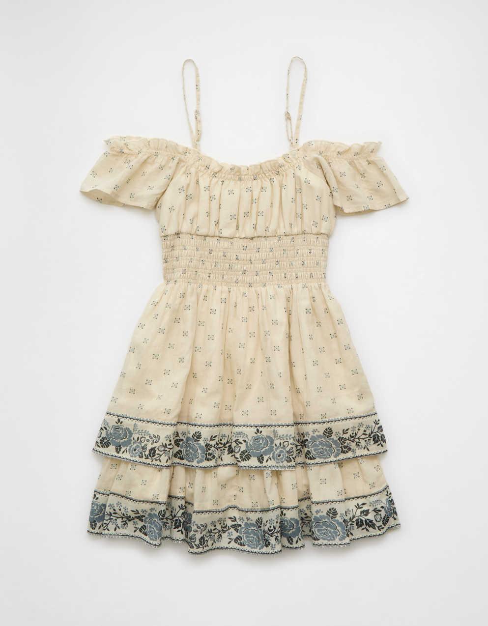 AE Off-The-Shoulder Smocked Mini Dress