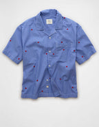 AE Pride Poolside Embroidered Striped Button-Up Shirt