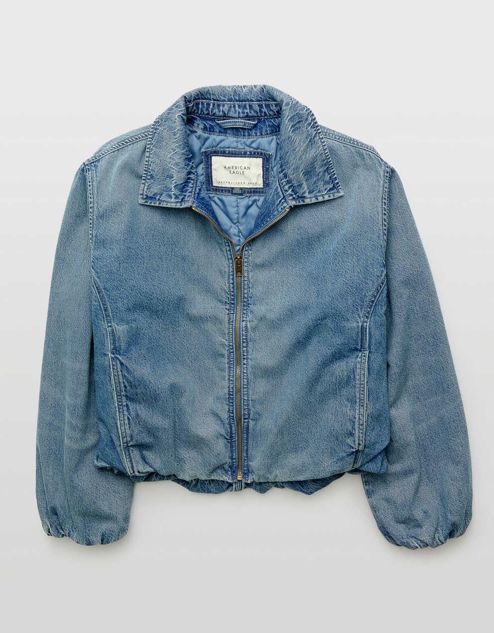 AE Denim Bubble Bomber Jacket