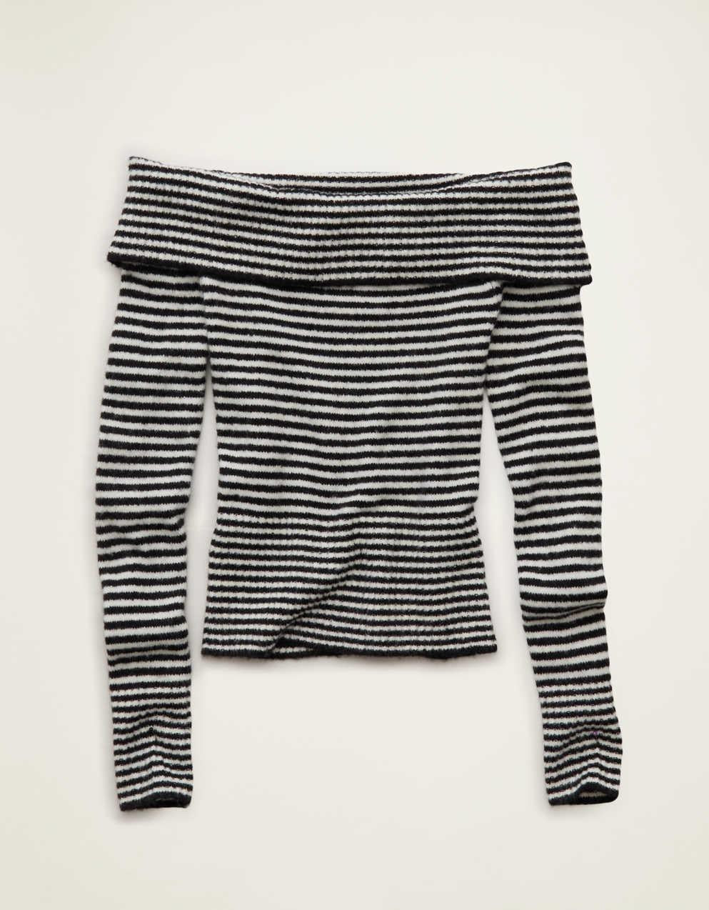 AE Whoa So Soft Off-The-Shoulder Foldover Sweater Top