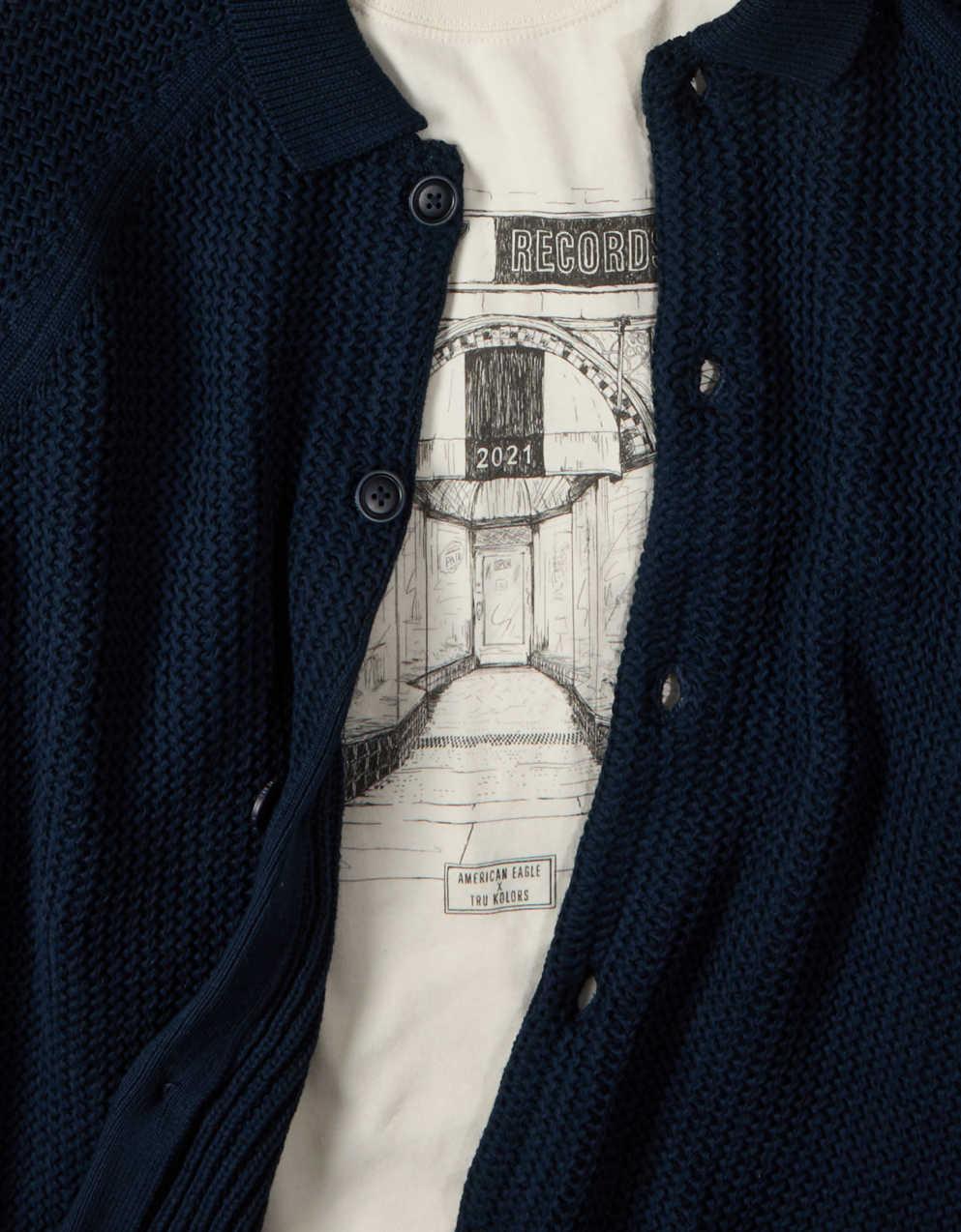 AE x Tru Kolors Cotton Button-Front Cardigan