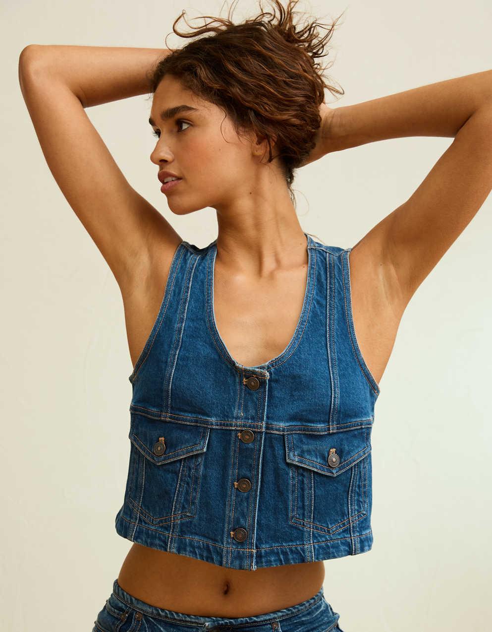 AE Scoop Neck Denim Vest