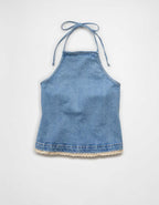 AE Crochet Denim Halter Top
