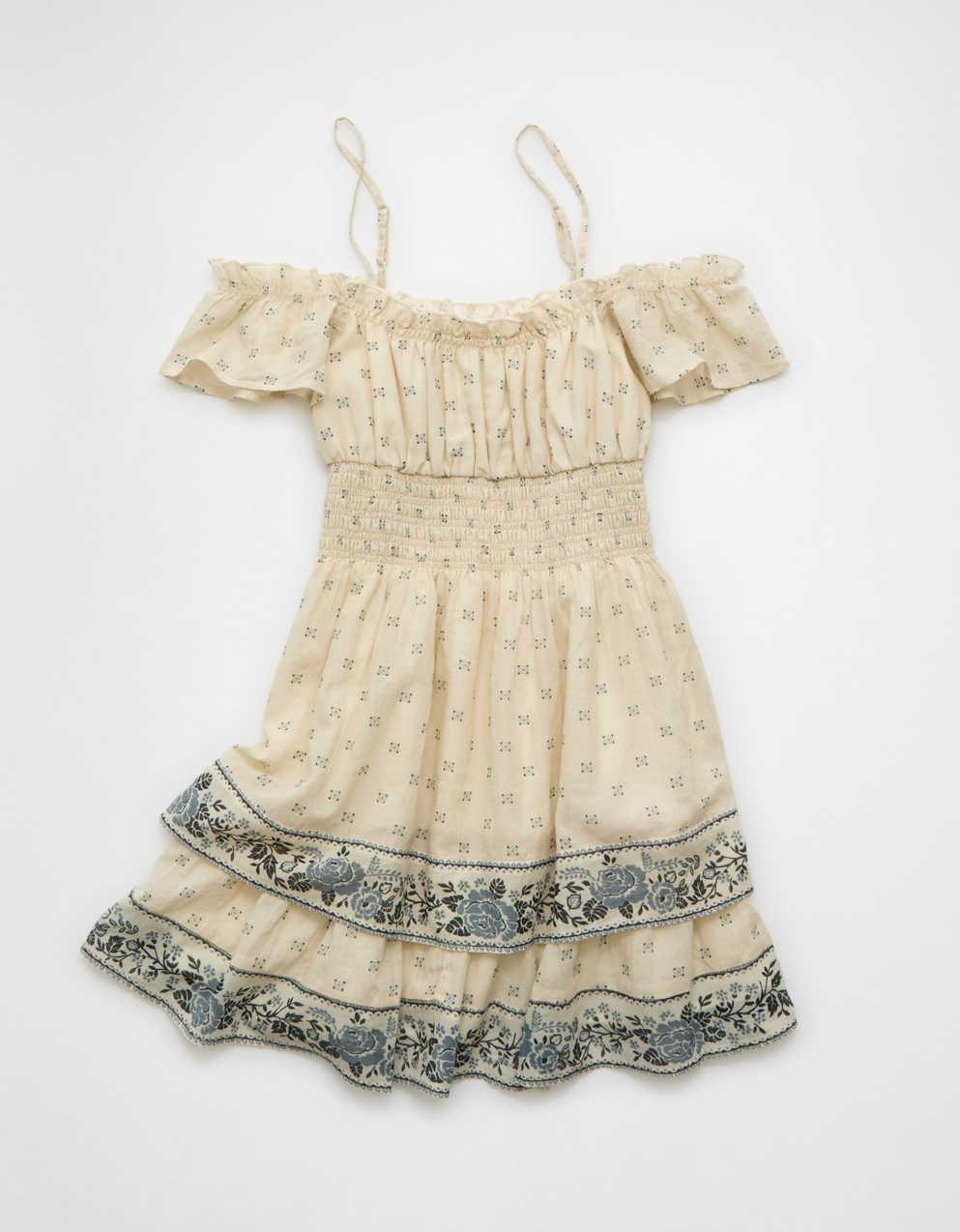 AE Off-The-Shoulder Smocked Mini Dress