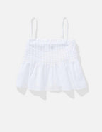 AE Linen-Blend Strapless Pintuck Top