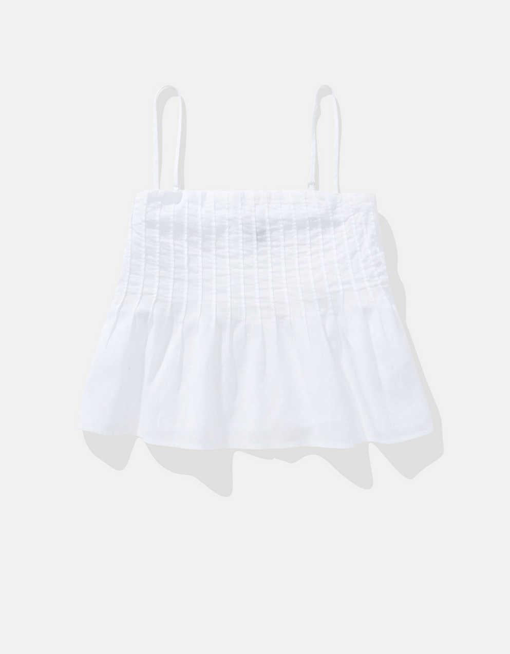 AE Linen-Blend Strapless Pintuck Top