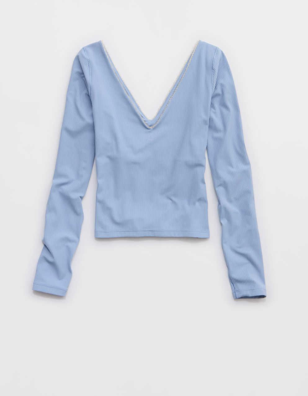 OFFLINE By Aerie Real Me XTRA Rib Open V-Neck T-Shirt
