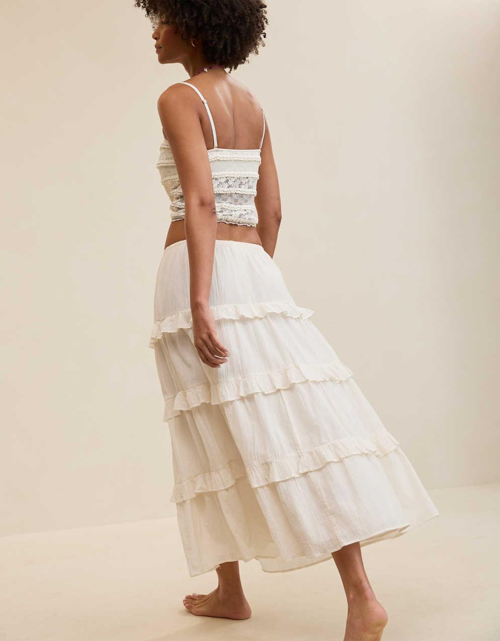 Aerie Ready To Ruffle Tiered Midaxi Skirt