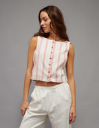 AE Linen-Blend High-Neck Vest