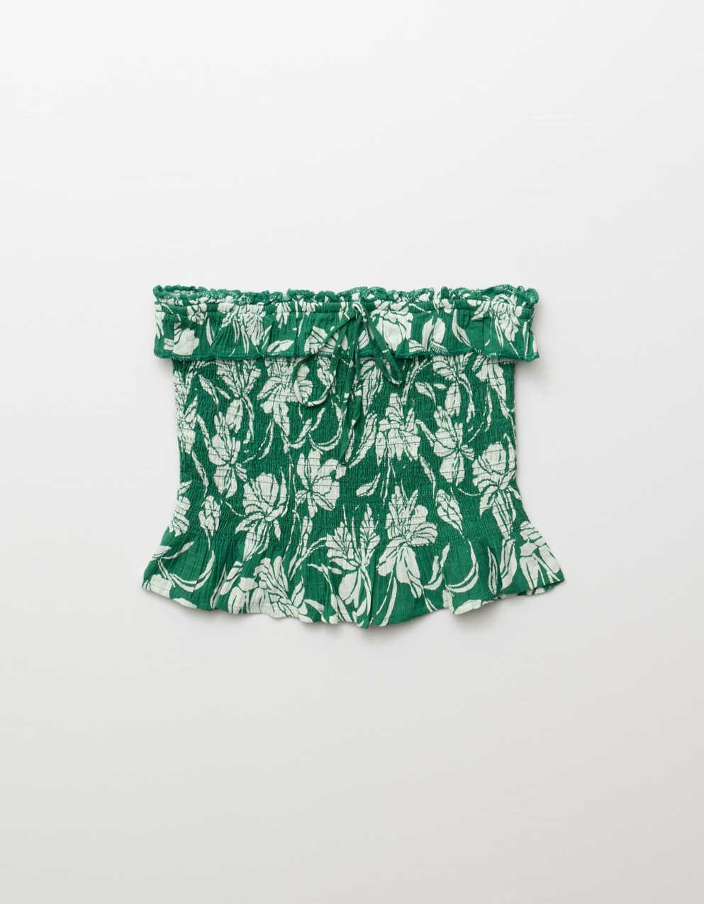 AE Ruffled Smocked Tube Top