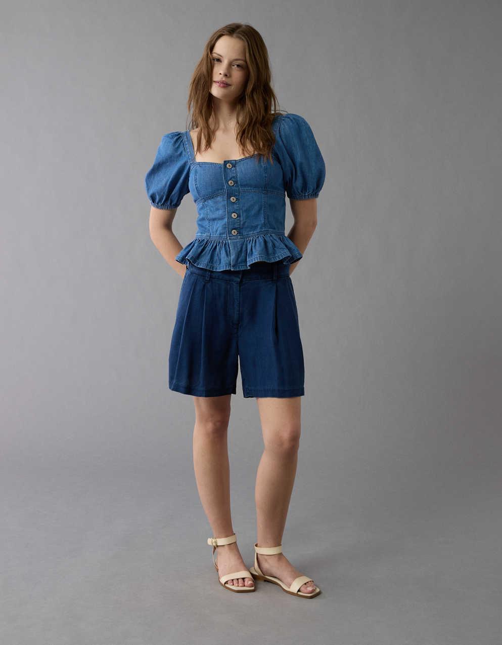 AE Denim Puff Sleeve Shirt