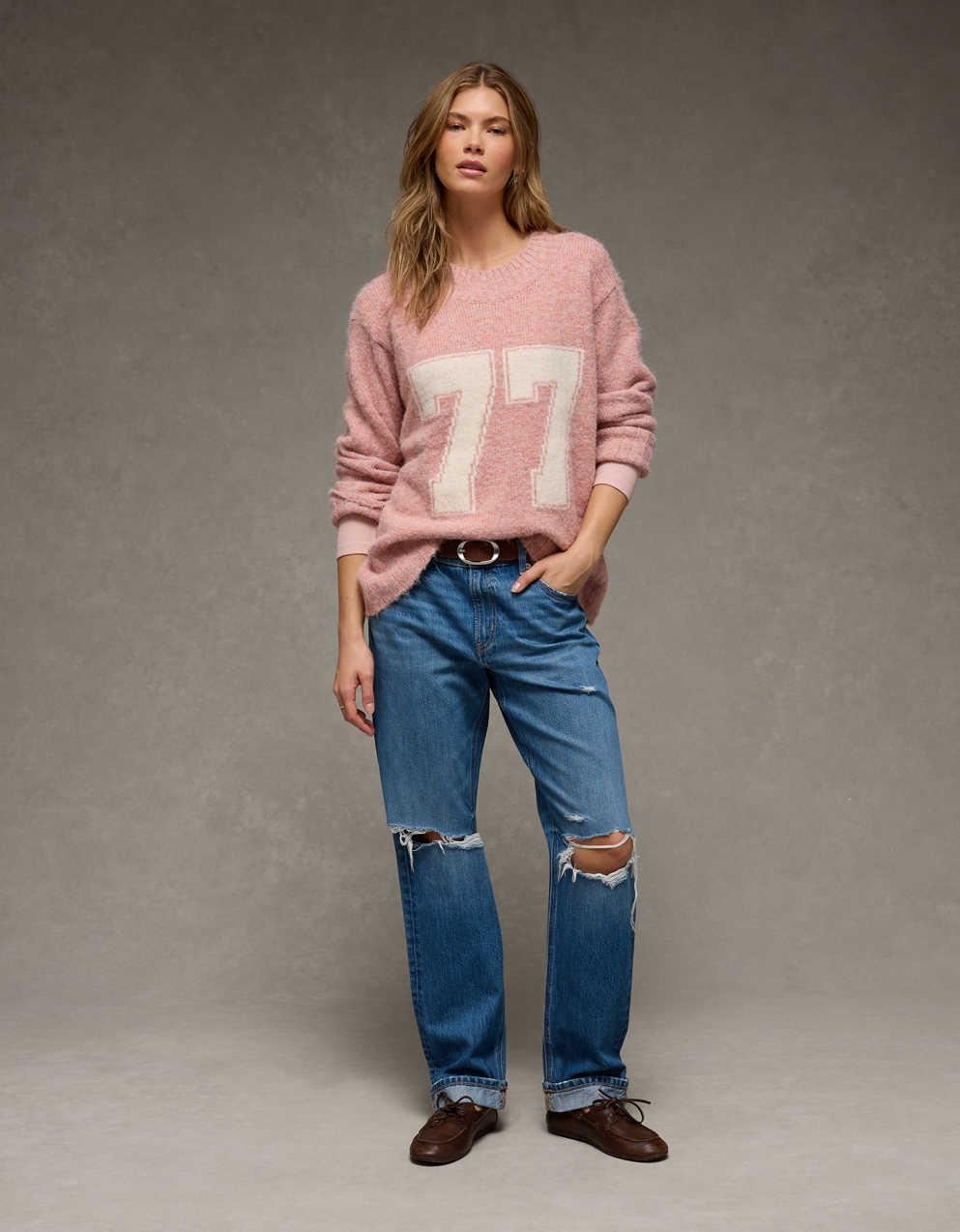 AE Oversized Faux Mohair Wide Cuff Sweater