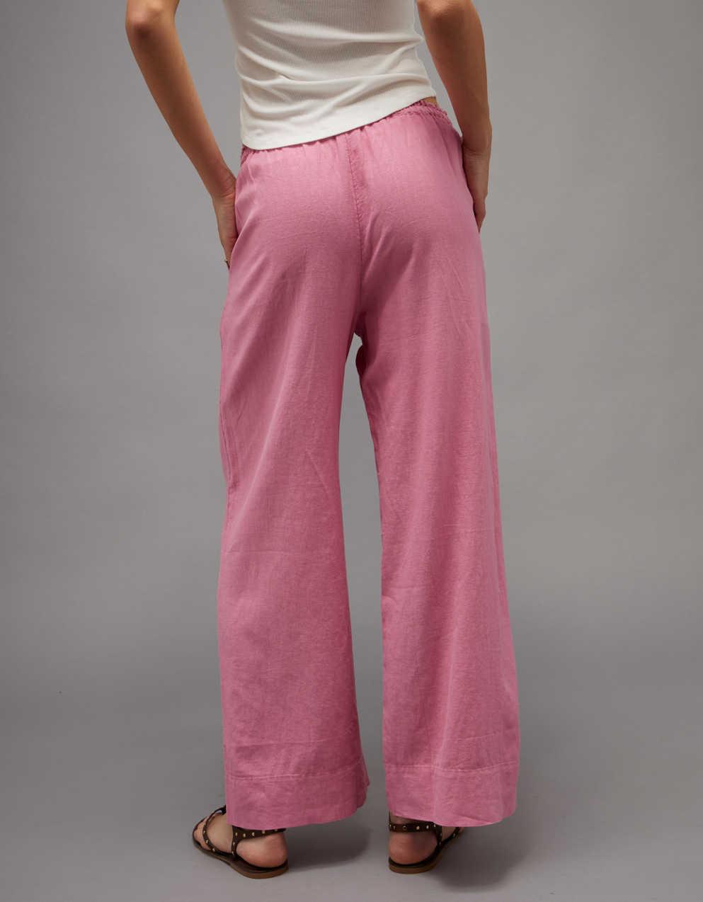 AE Linen-Blend Wide-Leg Pant