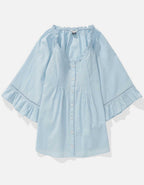 AE Linen-Blend Ruffle Blouse
