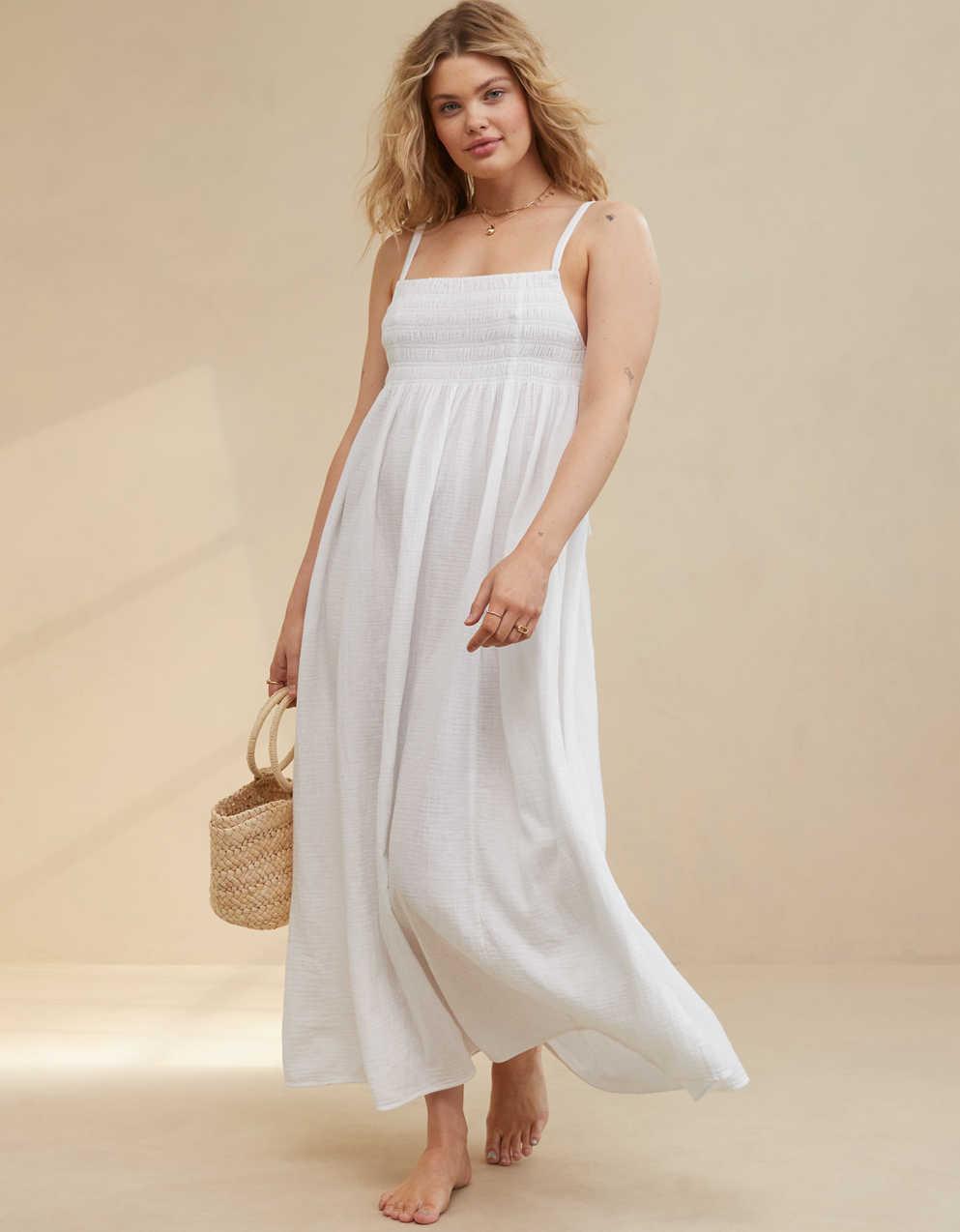 Aerie Gauzy Tie Back Maxi Dress
