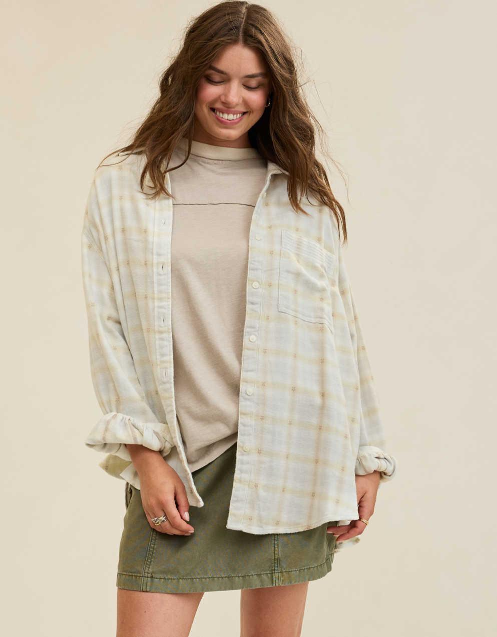 Aerie Anytime Fave Flannel Oversized Shirt