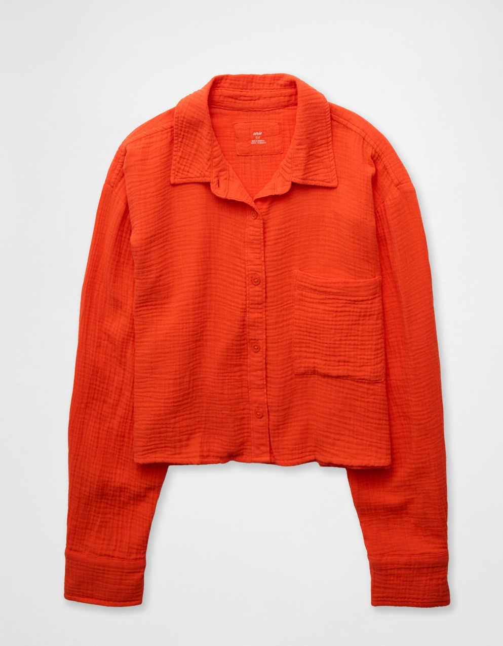 Aerie Good Day Cropped Cover Up Shirt