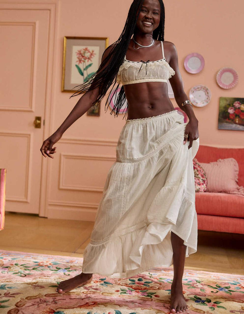 Aerie Lace Trim Maxi Skirt