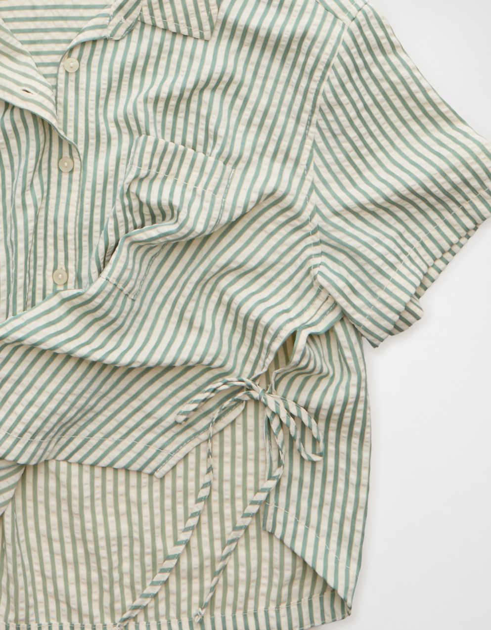 AE Short-Sleeve Side-Tie Button-Up Shirt