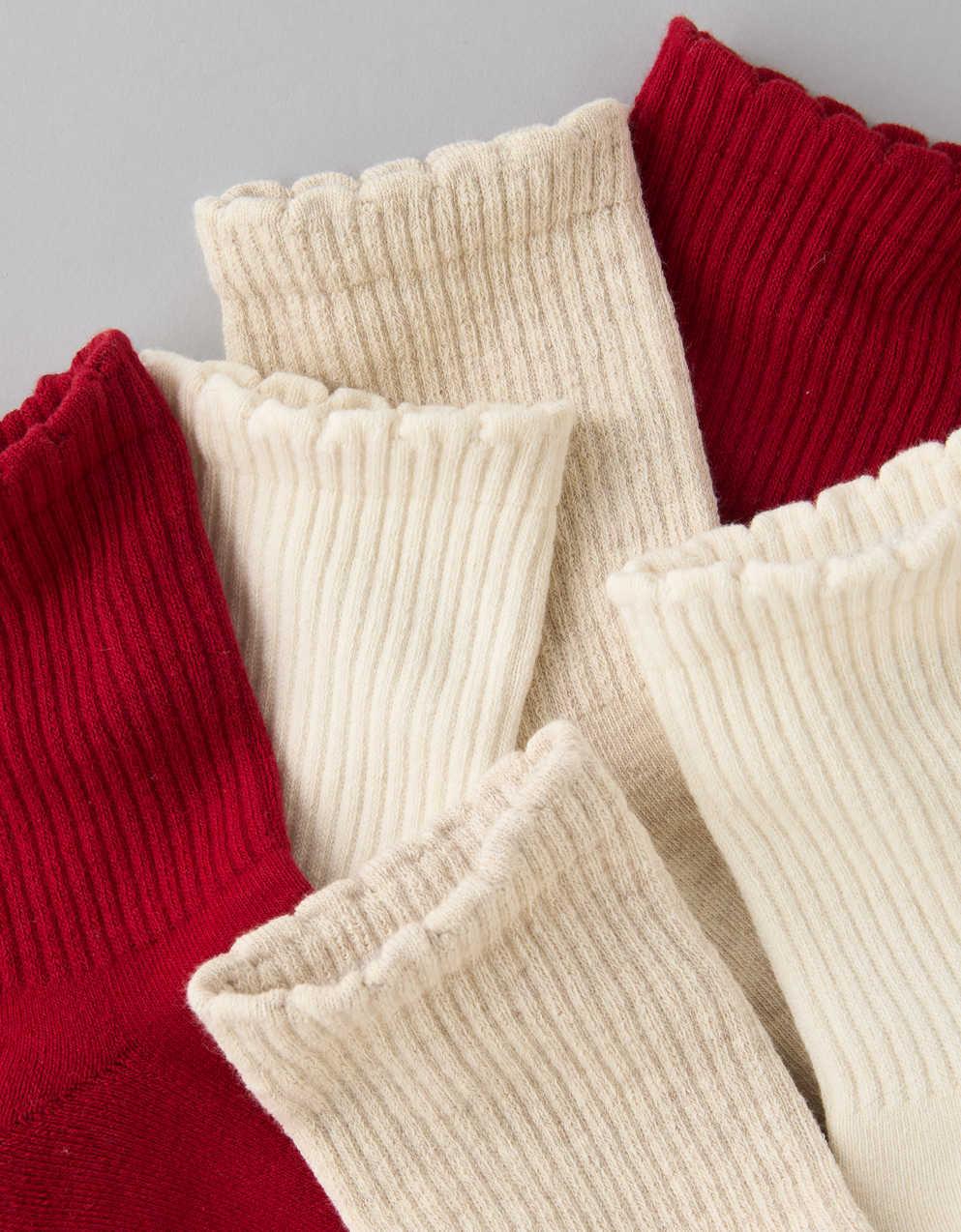 AE Scalloped Cropped Crew Socks 3-Pack