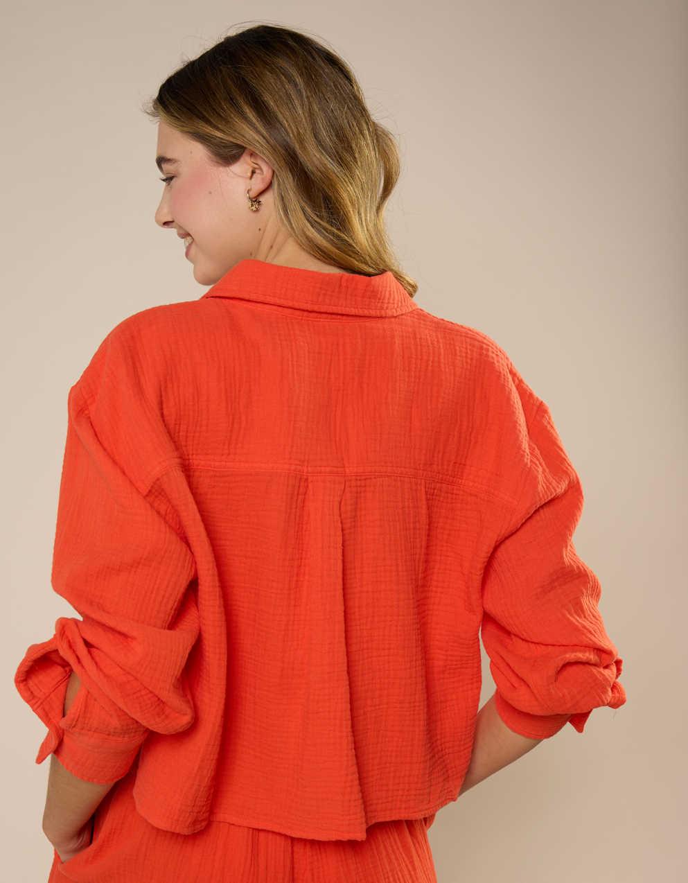 Aerie Good Day Cropped Cover Up Shirt