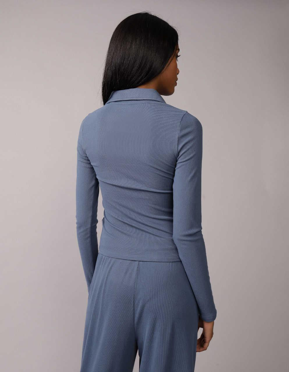 AE Long-Sleeve Plush Polo T-Shirt