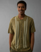 AE Weekend Button-Up Striped Sweater Polo Shirt