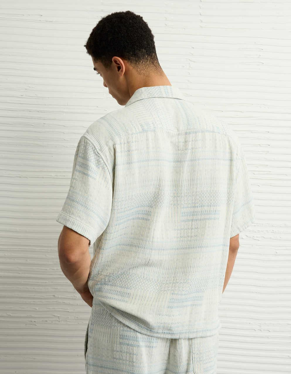 AE Poolside Textured Striped Button-Up Shirt