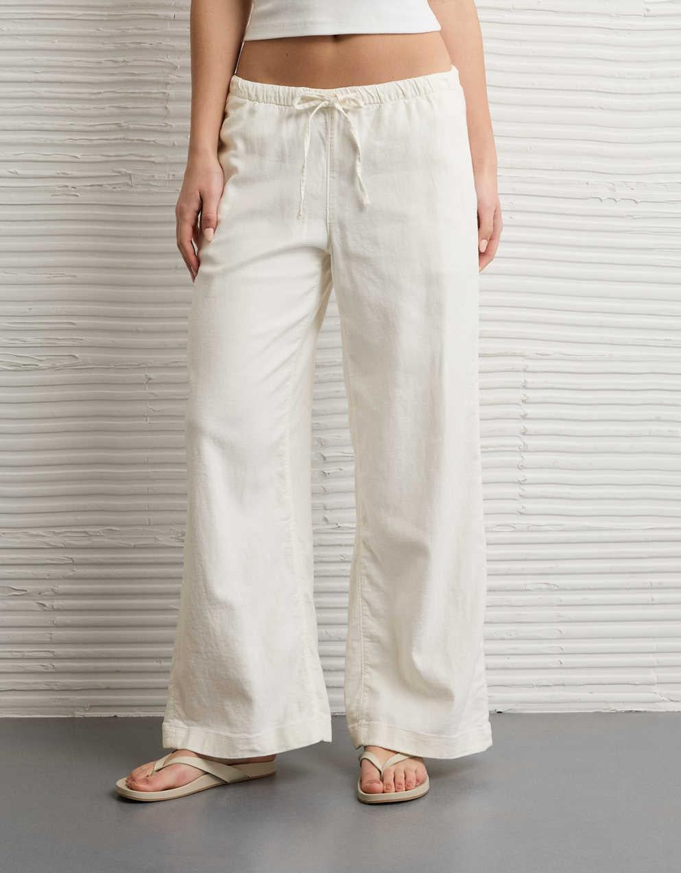 AE Low-Rise Linen-Blend Pull-On Pant