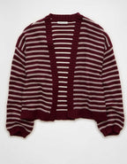 AE Balloon-Sleeve Open-Front Cardigan