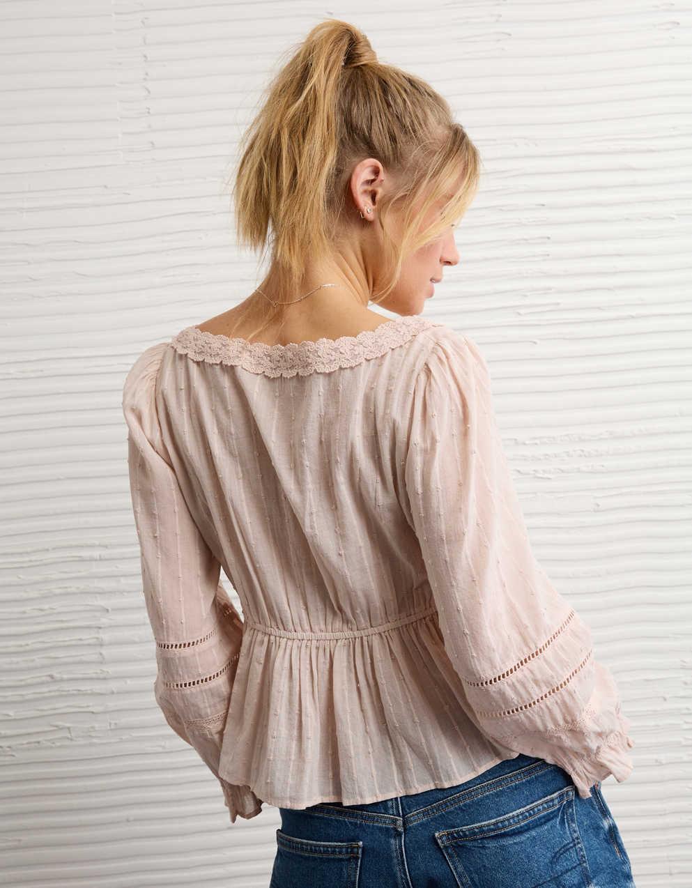 AE Long-Sleeve Babydoll Blouse