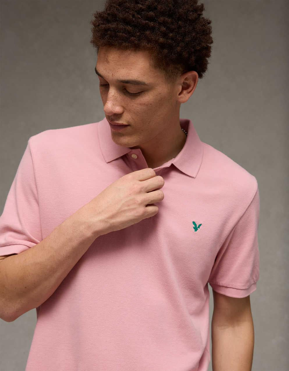 AE Standard Fit Pop Logo Pique Polo Shirt