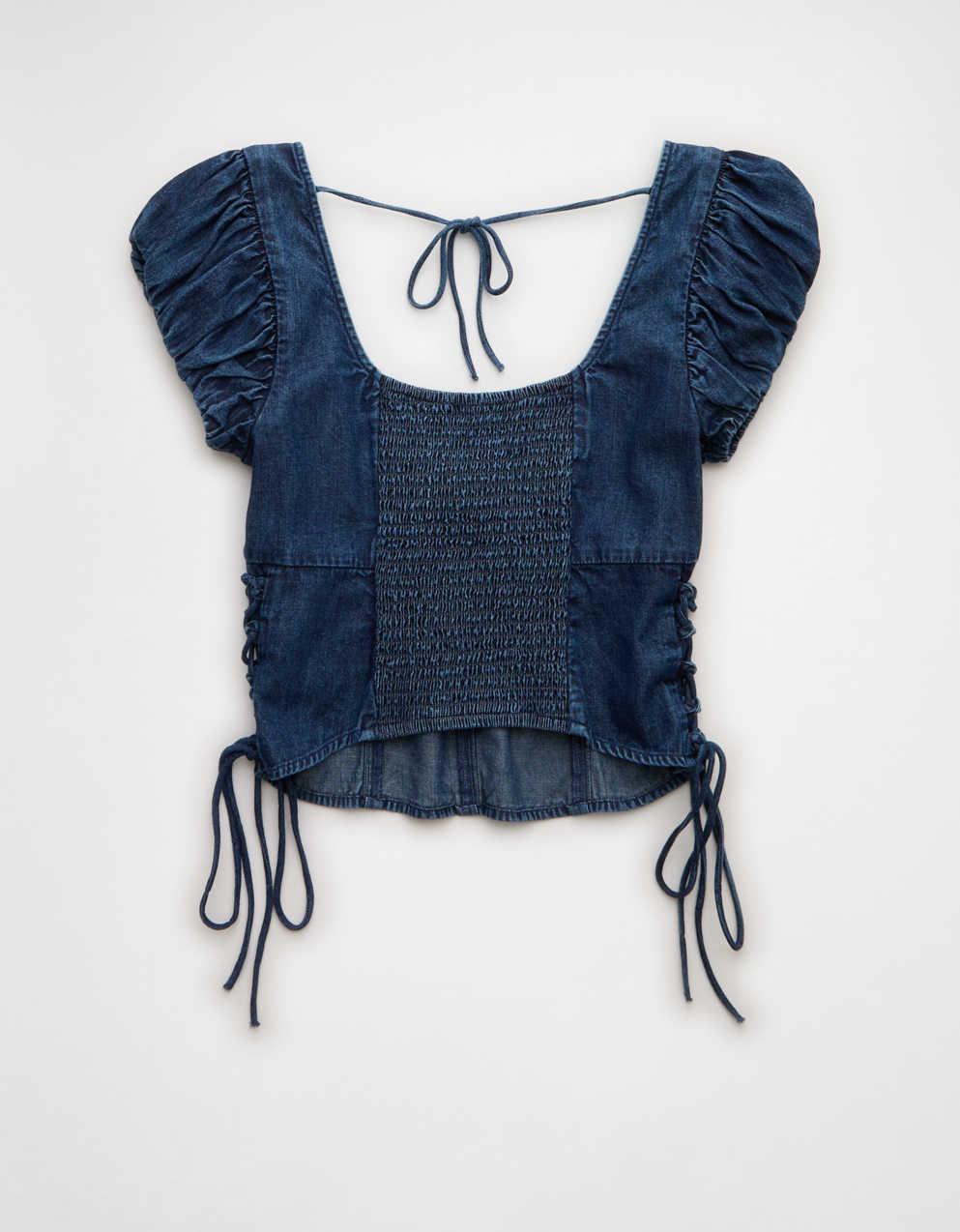 AE Side-Tie Lace-Up Blouse