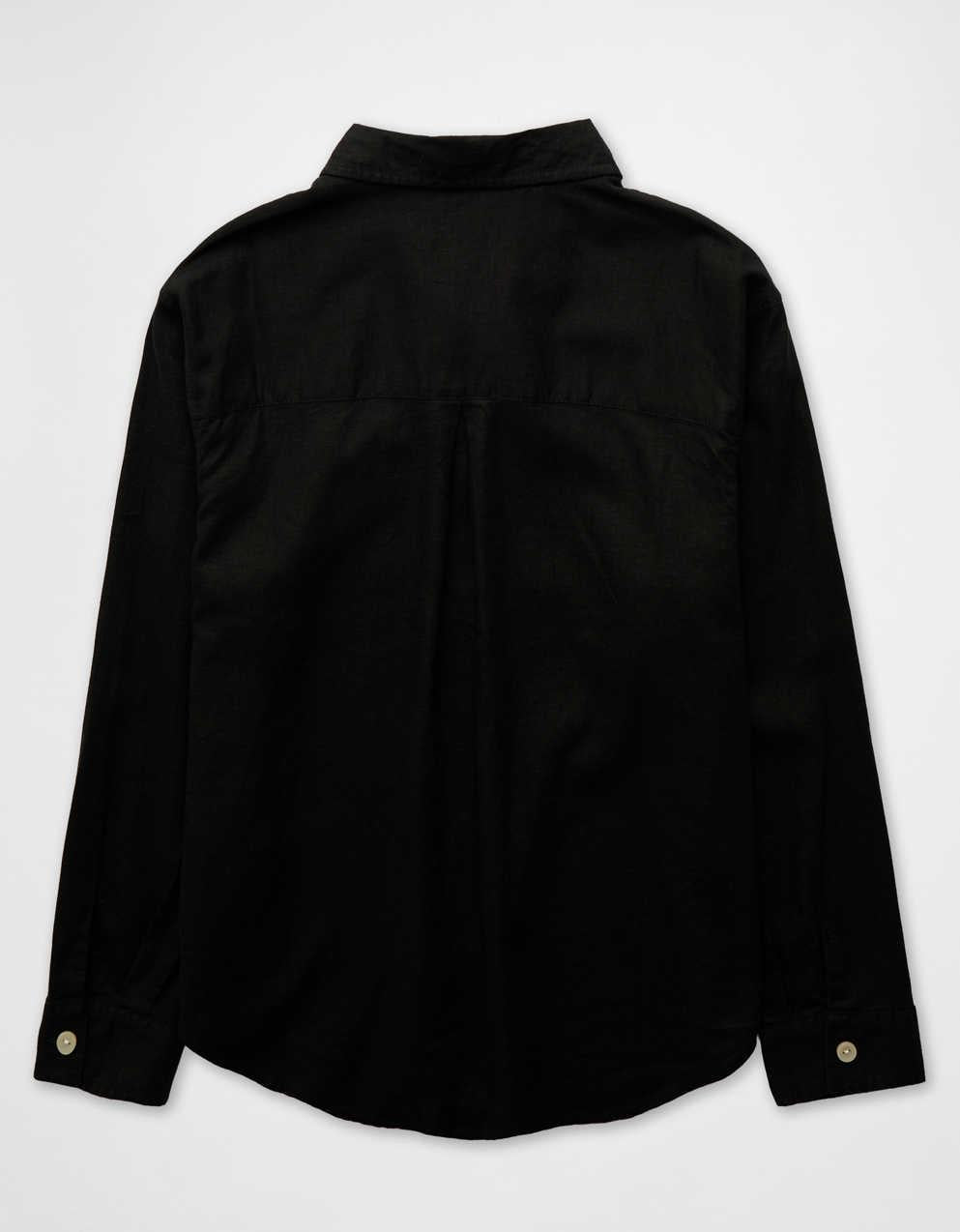 AE Oversized Linen-Blend Button-Up Shirt