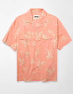 AE Poolside Linen-Blend Striped Button-Up Shirt