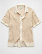 AE Striped Button-Up Sweater Polo