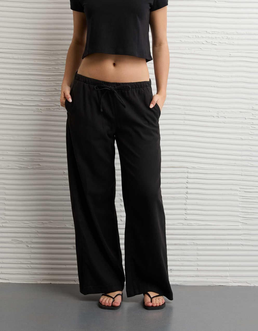 AE Low-Rise Linen-Blend Pull-On Pant